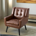 Contemporary Ergonomic Accent Chair in Soft Leather with Black Legs – Ideal for Living Room and Bedroom