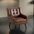 Contemporary Ergonomic Accent Chair in Soft Leather with Black Legs – Ideal for Living Room and Bedroom