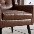 Contemporary Ergonomic Accent Chair in Soft Leather with Black Legs – Ideal for Living Room and Bedroom