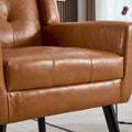 Contemporary Ergonomic Accent Chair in Soft Leather with Black Legs – Ideal for Living Room and Bedroom