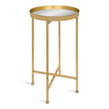 Kate and Laurel Celia Round Metal Folding Accent Table with Tray