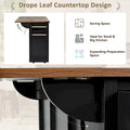 53.7-Inch Farmhouse Kitchen Island with Power Outlet, Featuring 2 Sliding Barn Doors and Drop Leaf Design