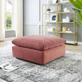 Commix Overstuffed Velvet Ottoman with Down Fill for Enhanced Comfort