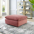 Commix Overstuffed Velvet Ottoman with Down Fill for Enhanced Comfort