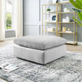Commix Overstuffed Velvet Ottoman with Down Fill for Enhanced Comfort
