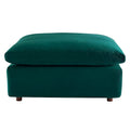 Commix Overstuffed Velvet Ottoman with Down Fill for Enhanced Comfort