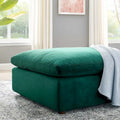 Commix Overstuffed Velvet Ottoman with Down Fill for Enhanced Comfort
