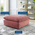 Commix Overstuffed Velvet Ottoman with Down Fill for Enhanced Comfort