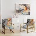 Designart Marble Serenity Gray Watercolor Waves Upholstered Accent Chair with Abstract Shapes