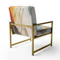 Designart Marble Serenity Gray Watercolor Waves Upholstered Accent Chair with Abstract Shapes