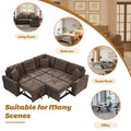 L-Shaped Pull-Out Sleeper Sofa with Wheels, USB Charging Ports, and Power Outlets