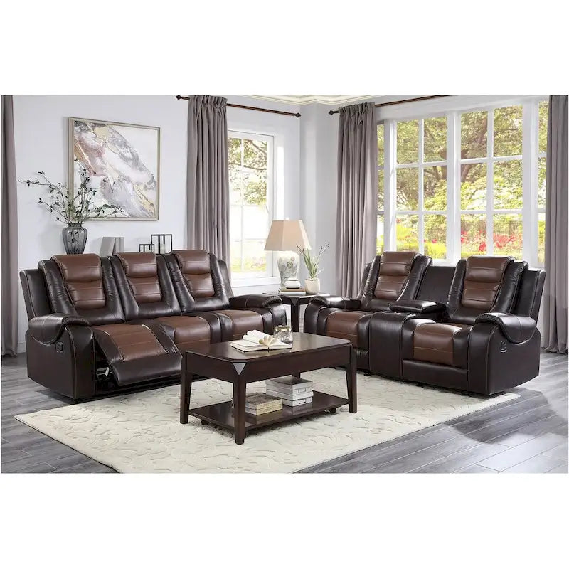Grete Brown Luxury Faux Leather Living Room Collection