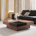 Walnut-Finished Mid-Century Modern Square Coffee Table for Living Rooms
