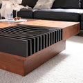 Walnut-Finished Mid-Century Modern Square Coffee Table for Living Rooms