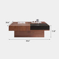 Walnut-Finished Mid-Century Modern Square Coffee Table for Living Rooms
