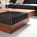 Walnut-Finished Mid-Century Modern Square Coffee Table for Living Rooms