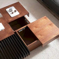 Walnut-Finished Mid-Century Modern Square Coffee Table for Living Rooms