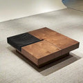Walnut-Finished Mid-Century Modern Square Coffee Table for Living Rooms