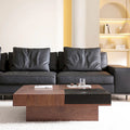 Walnut-Finished Mid-Century Modern Square Coffee Table for Living Rooms