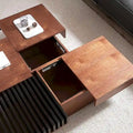 Walnut-Finished Mid-Century Modern Square Coffee Table for Living Rooms