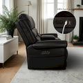 Authentic Leather Black Power Recliner Sofa Set: Loveseat and Recliner with Adjustable Headrest and Extendable Footrest
