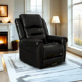 Authentic Leather Black Power Recliner Sofa Set: Loveseat and Recliner with Adjustable Headrest and Extendable Footrest