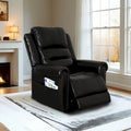 Authentic Leather Black Power Recliner Sofa Set: Loveseat and Recliner with Adjustable Headrest and Extendable Footrest