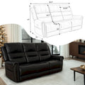 Authentic Leather Black Power Recliner Sofa Set: Loveseat and Recliner with Adjustable Headrest and Extendable Footrest