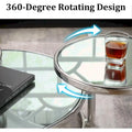 3-Tier Round Glass Coffee Table with 360-Degree Rotating Top