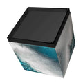Sapphire Sea Beveled Art Glass Cocktail Table with Black Plinth Base - Reverse Printed Design
