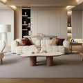 48-Inch Contemporary Cloud-Shaped Coffee Table with Matte Stone Top