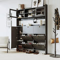 Elegant Hall Tree Shoe Cabinet with Storage Shelf, 6 Flip Drawers, Tempered Glass Doors, and 4 Hooks