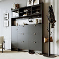 Elegant Hall Tree Shoe Cabinet with Storage Shelf, 6 Flip Drawers, Tempered Glass Doors, and 4 Hooks
