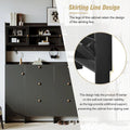 Elegant Hall Tree Shoe Cabinet with Storage Shelf, 6 Flip Drawers, Tempered Glass Doors, and 4 Hooks