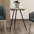 Round Oak White and Black Side Table with Metal Base