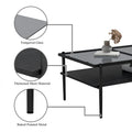 Modern Rectangular Coffee Table with Tempered Glass Surface for Living Room