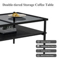 Modern Rectangular Coffee Table with Tempered Glass Surface for Living Room