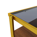 Modern Rectangular Coffee Table with Tempered Glass Surface for Living Room