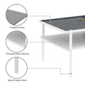 Modern Rectangular Coffee Table with Tempered Glass Surface for Living Room