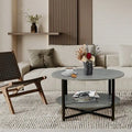 Two-Tier Round Coffee Table with Storage