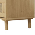 Oak Storage Cabinet with 3 Rattan Drawers - Dimensions: 31.5L x 15.55W x 30.12H