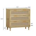 Oak Storage Cabinet with 3 Rattan Drawers - Dimensions: 31.5L x 15.55W x 30.12H