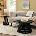 15.75-Inch Round Solid Wood Coffee Table - Minimalist End Table for Living Room