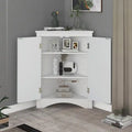 Freestanding Corner Triangle Bathroom Storage Cabinet with Adjustable Shelves - Versatile Accent Cabinet for Living Room
