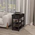 Flip-Over Design Narrow Side Table with Drawers and Bottom Shelf