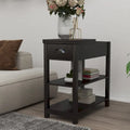 Flip-Over Design Narrow Side Table with Drawers and Bottom Shelf