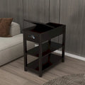Flip-Over Design Narrow Side Table with Drawers and Bottom Shelf