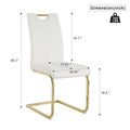 4-Piece Modern Faux Leather Dining Chair Set with Gold Metal Legs and Padded Seats
