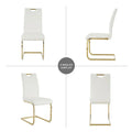 4-Piece Modern Faux Leather Dining Chair Set with Gold Metal Legs and Padded Seats