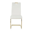 4-Piece Modern Faux Leather Dining Chair Set with Gold Metal Legs and Padded Seats